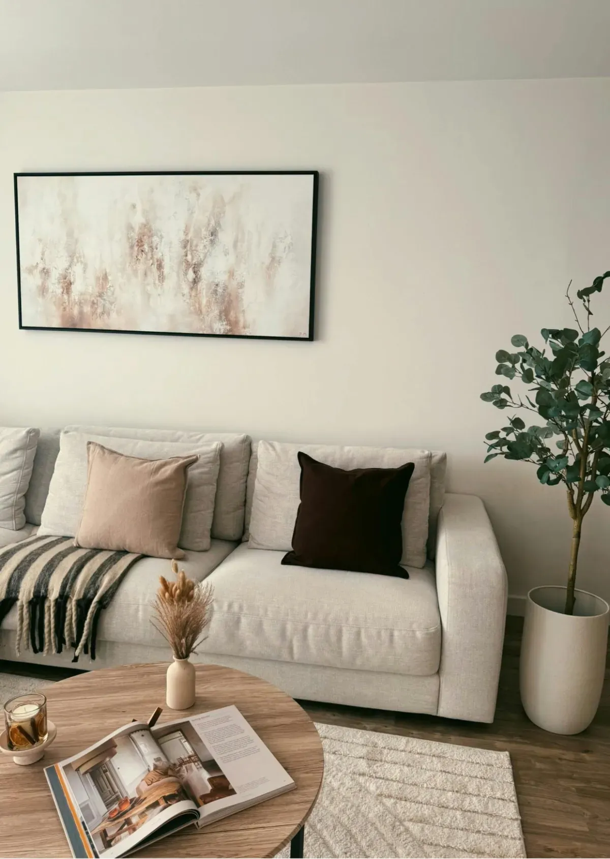 Warm living room after a home remodel